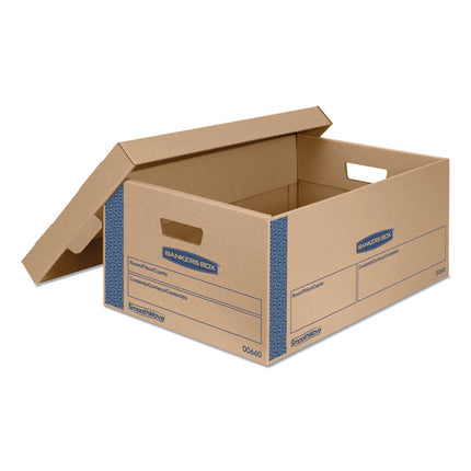SmoothMove Prime Moving/Storage Boxes, Lift-Off Lid, Half Slotted Container, Large, 15" x 24" x 10", Brown/Blue, 8/Carton