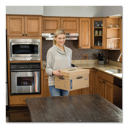SmoothMove Maximum Strength Moving Boxes, Half Slotted Container (HSC), Medium, 12.25" x 18.5" x 12", Brown/Blue, 8/Pack