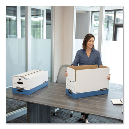 Stor/file Medium-Duty Strength Storage Boxes, Letter Files, 12.25" X 24.13" X 10.75", White/blue, 12/carton