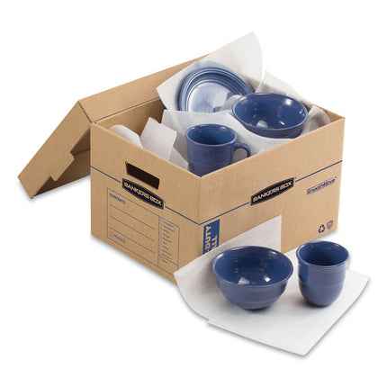 SmoothMove Maximum Strength Moving Boxes, Half Slotted Container (HSC), Small, 15" x 15" x 12", Brown/Blue, 8/Pack