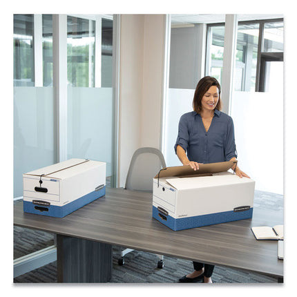 Stor/file Medium-Duty Strength Storage Boxes, Legal Files, 15.25" X 19.75" X 10.75", White/blue, 4/carton