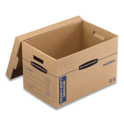 SmoothMove Maximum Strength Moving Boxes, Half Slotted Container (HSC), Medium, 12.25" x 18.5" x 12", Brown/Blue, 8/Pack