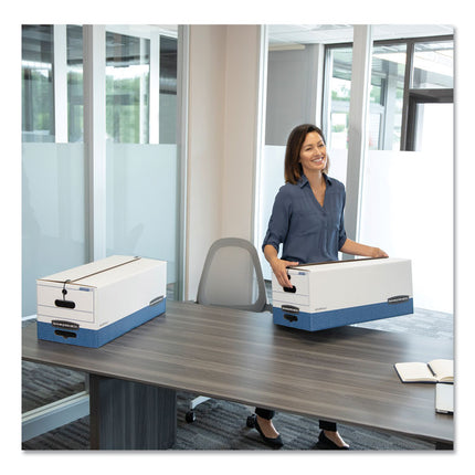 Stor/file Medium-Duty Strength Storage Boxes, Legal Files, 15.25" X 24.13" X 10.75", White/blue, 12/carton