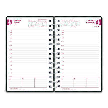DuraFlex Daily Planner, 8 x 5, Black Cover, 12-Month (Jan to Dec): 2025
