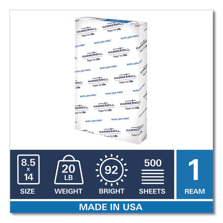 Copy Plus Print Paper, 92 Bright, 20 lb Bond Weight, 8.5 x 14, White, 500/Ream