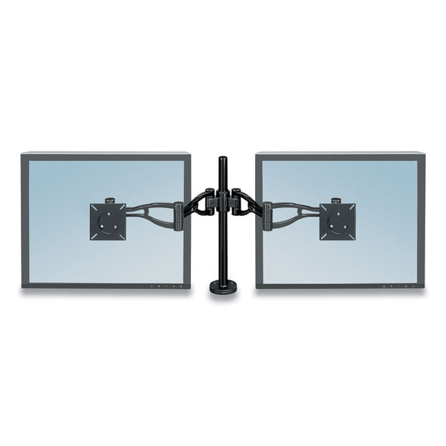 Professional Series Depth Adjustable Dual Monitor Arm, 360 Deg Rotation, 37 Deg Tilt, 360 Deg Pan, Black, Supports 24 Lb