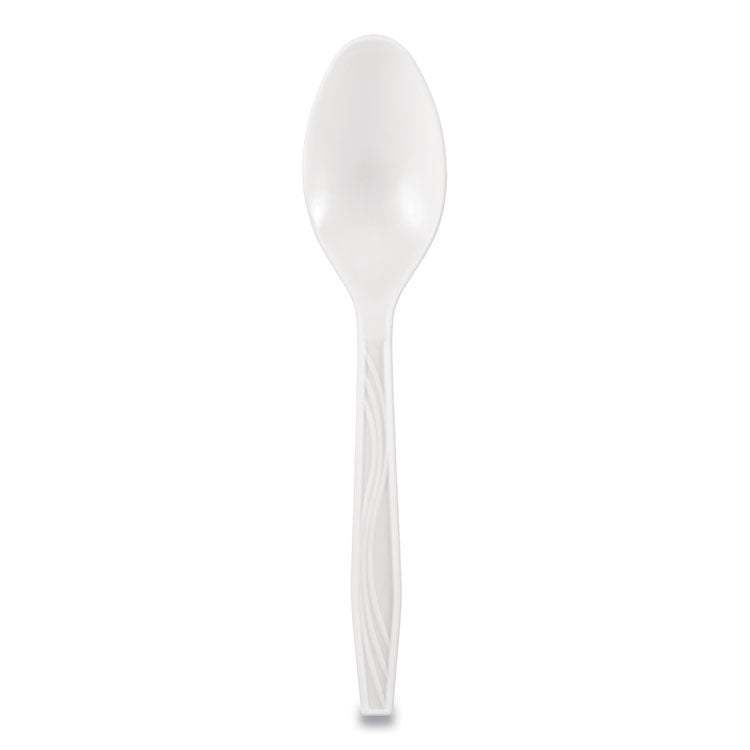 Elegant Dinnerware Heavyweight Cutlery, Spoon, Plastic, White, 500/Box