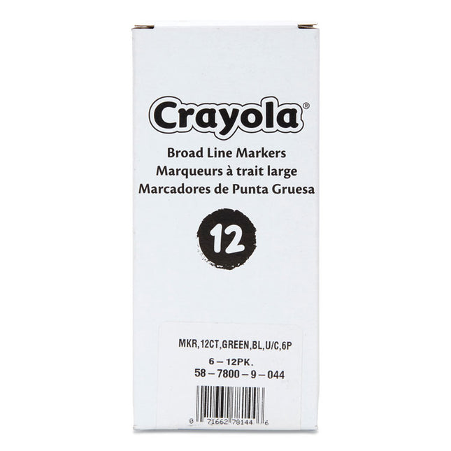 Broad Line Washable Markers, Broad Bullet Tip, Green, 12/box