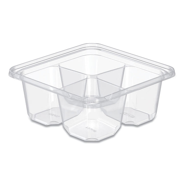 TamperGuard Snack Boxes, 4 Compartments, 6.3 x 6.3 x 2.6, Clear, Plastic, 300/Carton