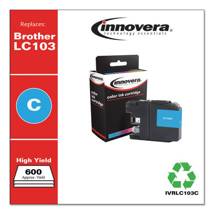 Remanufactured Cyan High-Yield Ink, Replacement for LC103C, 600 Page-Yield