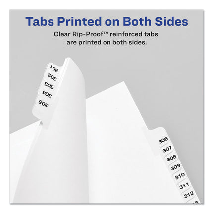 Preprinted Legal Exhibit Side Tab Index Dividers, Avery Style, 10-Tab, 1, 11 X 8.5, White, 25/pack