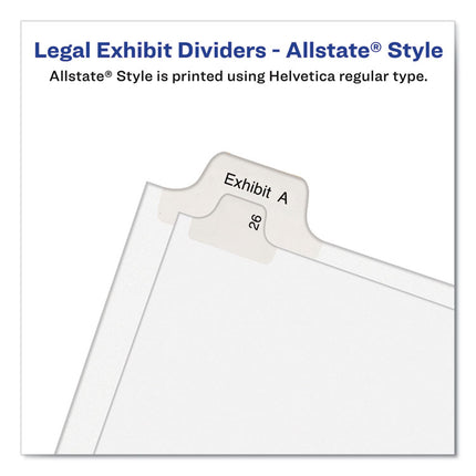 Preprinted Legal Exhibit Side Tab Index Dividers, Allstate Style, 10-Tab, 4, 11 X 8.5, White, 25/pack