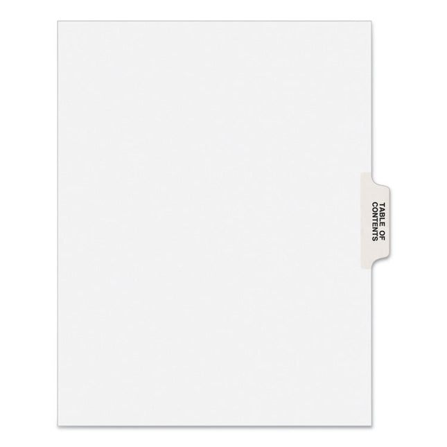 Preprinted Legal Exhibit Side Tab Index Dividers, Avery Style, 25-Tab, Table Of Contents, 11 X 8.5, White, 25/pack