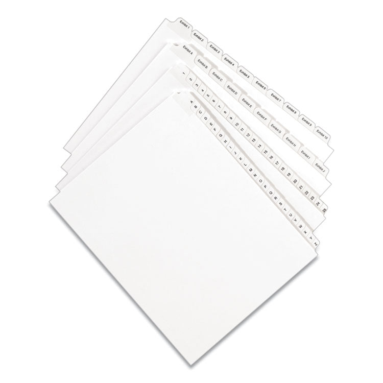 Preprinted Legal Exhibit Side Tab Index Dividers, Allstate Style, 10-Tab, 5, 11 X 8.5, White, 25/pack