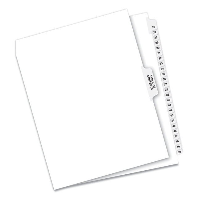 Preprinted Legal Exhibit Side Tab Index Dividers, Avery Style, 26-Tab, 26 To 50, 11 X 8.5, White, 1 Set