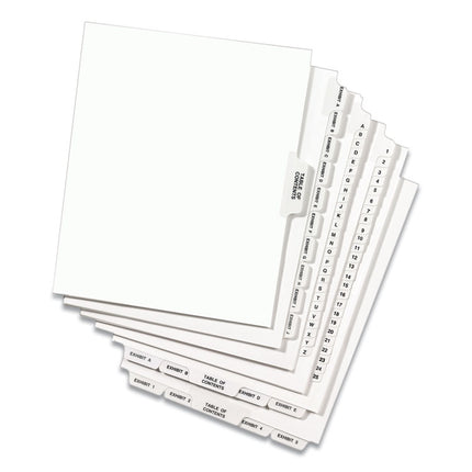 Preprinted Legal Exhibit Side Tab Index Dividers, Avery Style, 10-Tab, 4, 11 X 8.5, White, 25/pack