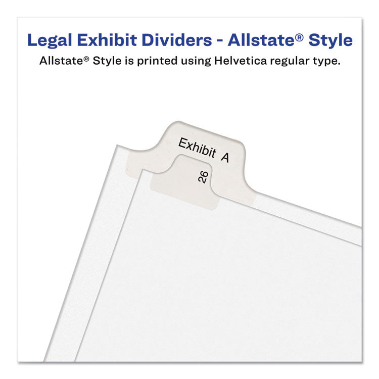 Preprinted Legal Exhibit Side Tab Index Dividers, Allstate Style, 10-Tab, 5, 11 X 8.5, White, 25/pack