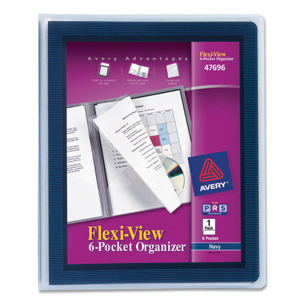 Flexi-View Six-Pocket Polypropylene Organizer, 150-Sheet Capacity, 11 X 8.5, Translucent/navy