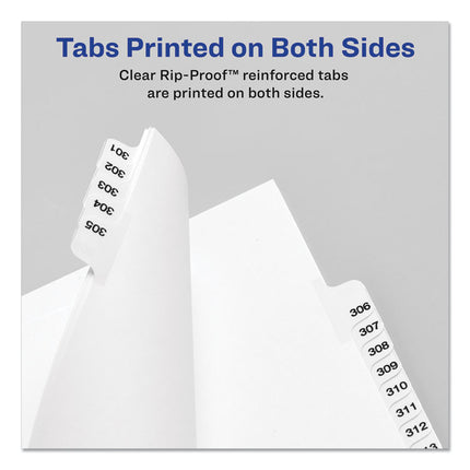 Preprinted Legal Exhibit Side Tab Index Dividers, Avery Style, 25-Tab, 101 To 125, 11 X 8.5, White, 1 Set, (1334)