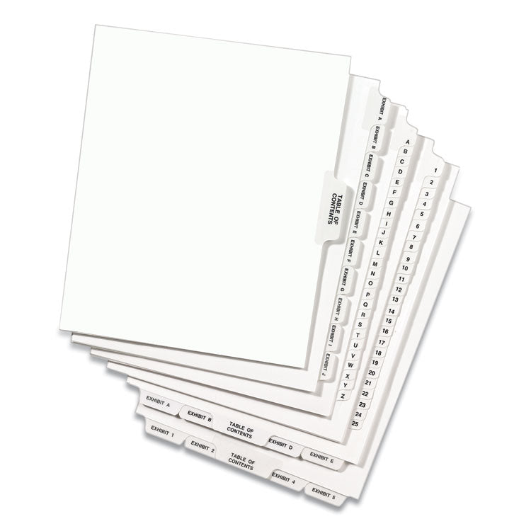 Preprinted Legal Exhibit Side Tab Index Dividers, Avery Style, 25-Tab, 51 To 75, 11 X 8.5, White, 1 Set, (1332)