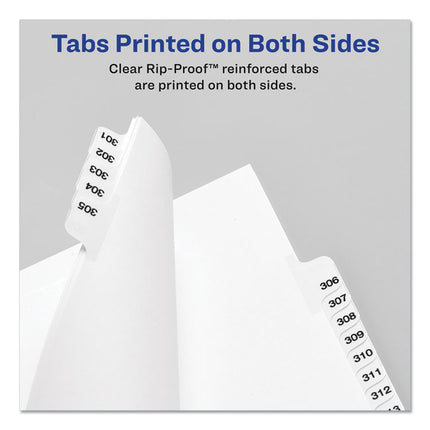 Preprinted Legal Exhibit Side Tab Index Dividers, Avery Style, 10-Tab, 9, 11 X 8.5, White, 25/pack