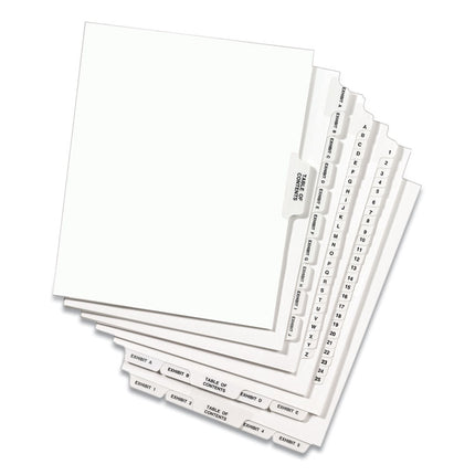Preprinted Legal Exhibit Side Tab Index Dividers, Avery Style, 10-Tab, 9, 11 X 8.5, White, 25/pack