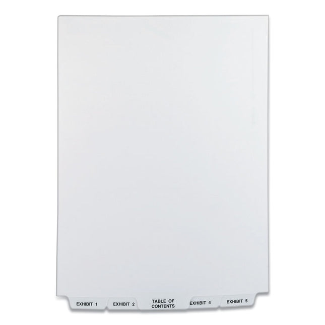 Preprinted Legal Exhibit Bottom Tab Index Dividers, Avery Style, 26-Tab, Exhibit 1 To Exhibit 25, 11 X 8.5, White, 1 Set