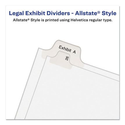 Preprinted Legal Exhibit Side Tab Index Dividers, Allstate Style, 25-Tab, 51 To 75, 11 X 8.5, White, 1 Set, (1703)