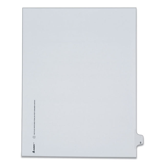 Preprinted Legal Exhibit Side Tab Index Dividers, Allstate Style, 10-Tab, 3, 11 X 8.5, White, 25/pack