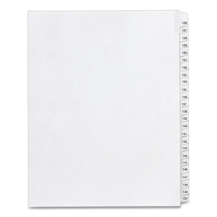Preprinted Legal Exhibit Side Tab Index Dividers, Allstate Style, 25-Tab, 126 To 150, 11 X 8.5, White, 1 Set, (1706)