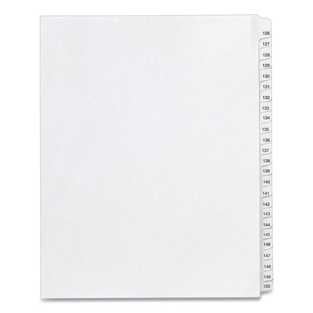 Preprinted Legal Exhibit Side Tab Index Dividers, Allstate Style, 25-Tab, 126 To 150, 11 X 8.5, White, 1 Set, (1706)