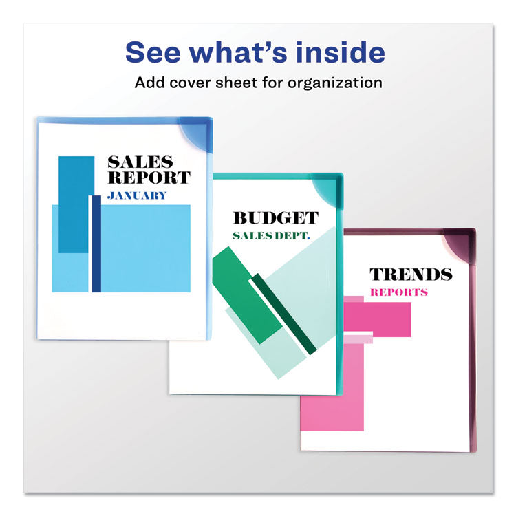 Corner Lock Document Sleeves, Letter Size, Assorted Colors, 6/pack