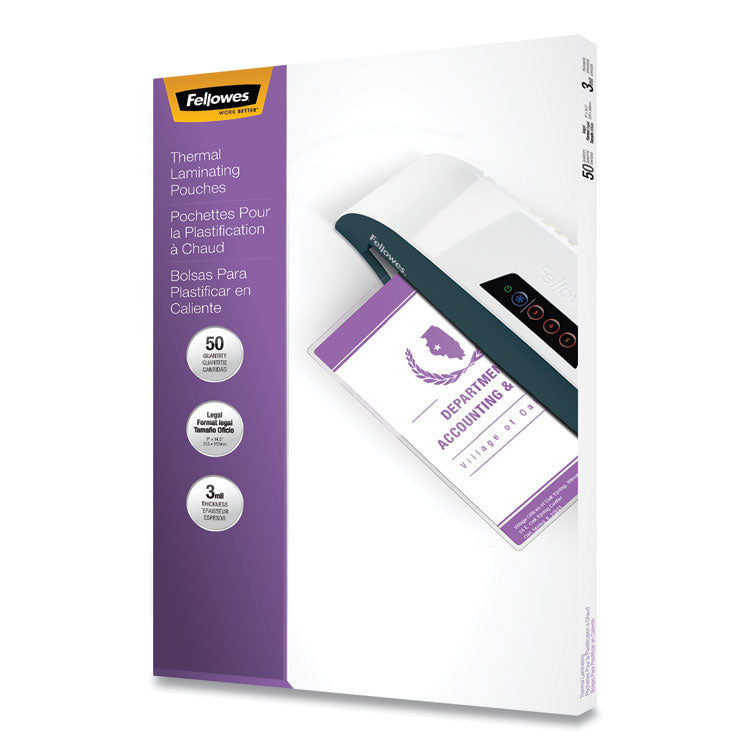 Laminating Pouches, 3 Mil, 9" X 14.5", Gloss Clear, 50/pack