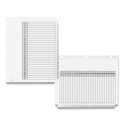 Customizable Table of Contents Ready Index Black and White Dividers, 31-Tab, 1 to 31, 11 x 8.5, White, 6 Sets