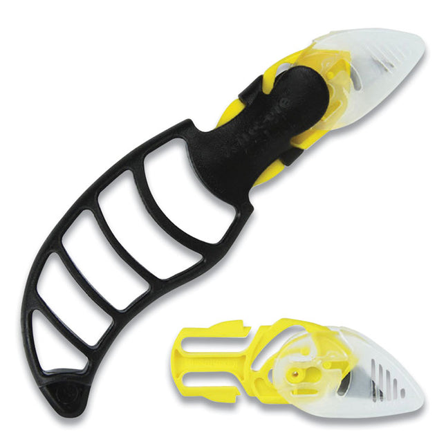 X-Trasafe Cartridge Knife Kit, Four Assembled Knives, 8 Replacement Blade Cartridges, Yellow