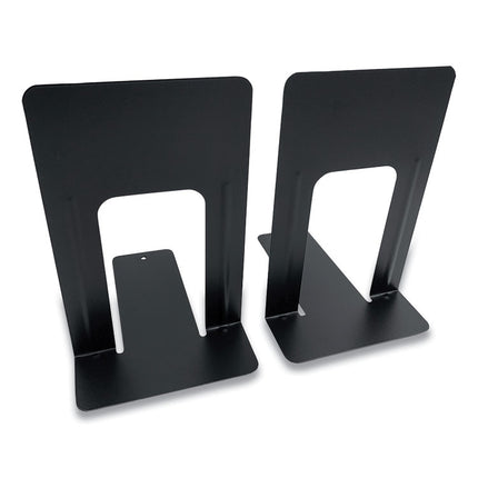Steel Bookends, Contemporary Style, Nonskid, 6 x 8 x 9.25, Black, 1 Pair