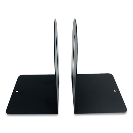 Steel Bookends, Fashion Style, Nonskid, 5.5 x 4.75 x 7.25, Black, 1 Pair