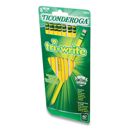 TRI-WRITE TRIANGULAR PENCIL, HB (#2), BLACK LEAD, YELLOW BARREL, 8/PACK