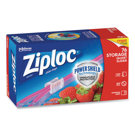 Slider Storage Bags, Quart, 5.88" x 1.88" x 7.88", Clear, 76 Bags/Box, 9 Boxes/Carton