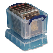 Snap-Lid Storage Bin, 0.79 Gal, 7.06" X 9.62" X 6.25", Clear/blue