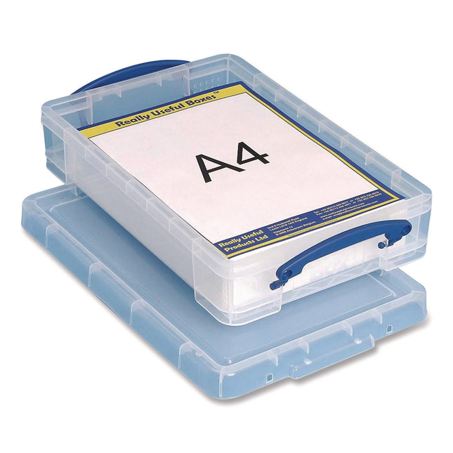 Snap-Lid Storage Bin, 1.05 Gal, 10.25" X 14.5" X 3.37", Clear/blue