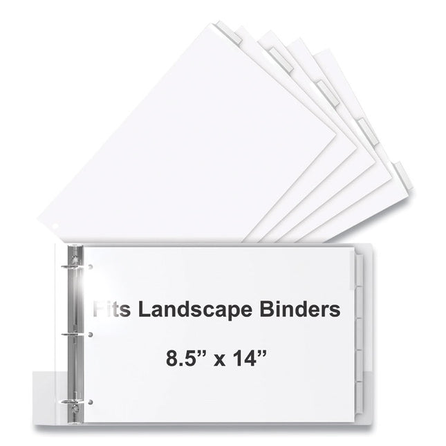 Landscape Orientation Index Dividers, 5-Tab, 14 X 8.5, White, 1 Set