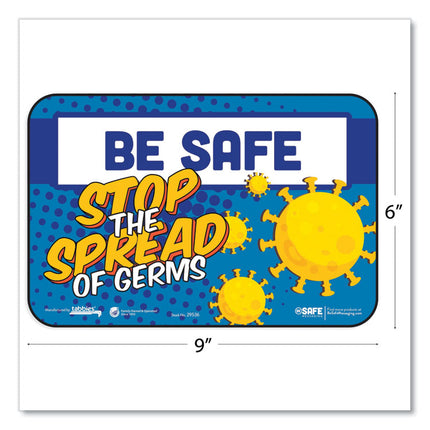 BeSafe Messaging Education Wall Signs, 9 x 6,  "Be Safe, Stop The Spread Of Germs", 3/Pack