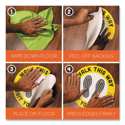 Besafe Messaging Floor Decals, Be Smart Stand Apart; Knife/fork; Thank You, 12" Dia., Green/white, 60/carton