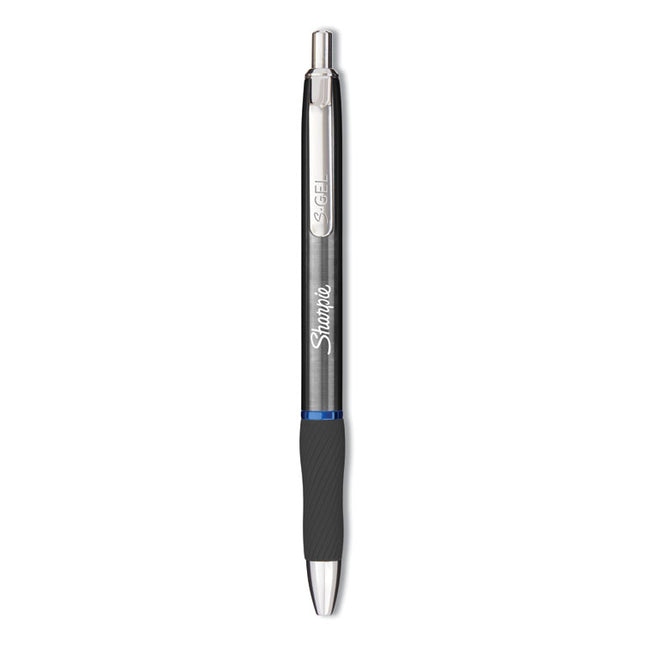 S-Gel Premium Metal Barrel Gel Pen, Retractable, Medium 0.7 Mm, Blue Ink, Gun Metal Gray Barrel, Dozen