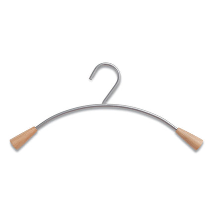 Metal and Wood Coat Hangers, 16.8", Metallic Gray/Mahogany, 6/Set