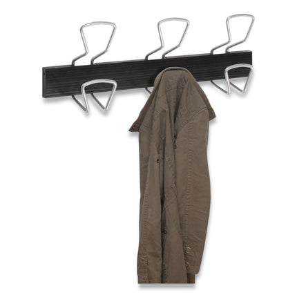 Wall-Mount Coat Hooks, 18.11 x 2.95 x 6.45, Metal, Silver, 22 lb Capacity