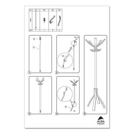 Cafe Wood Coat Stand, Ten Peg/five Hook, 21.67w X 21.67d X 69.33h, Espresso Brown