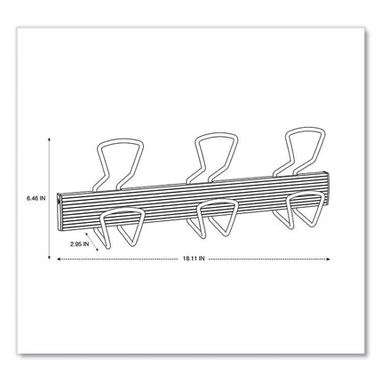 Wall-Mount Coat Hooks, 18.11 x 2.95 x 6.45, Metal, Silver, 22 lb Capacity
