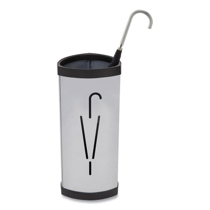 Triangular Umbrella Stand, Steel, 10.25w x 10.25d x 23.67h, Silver/Black